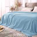 BEDELITE Fleece Blankets Queen Size Washed Blue Throw Blankets for Bed, Luxury Plush Cozy Fuzzy Blanket 90x90 inches, Super Soft Warm Lightweight Throw Blanket All Seasons Suitable