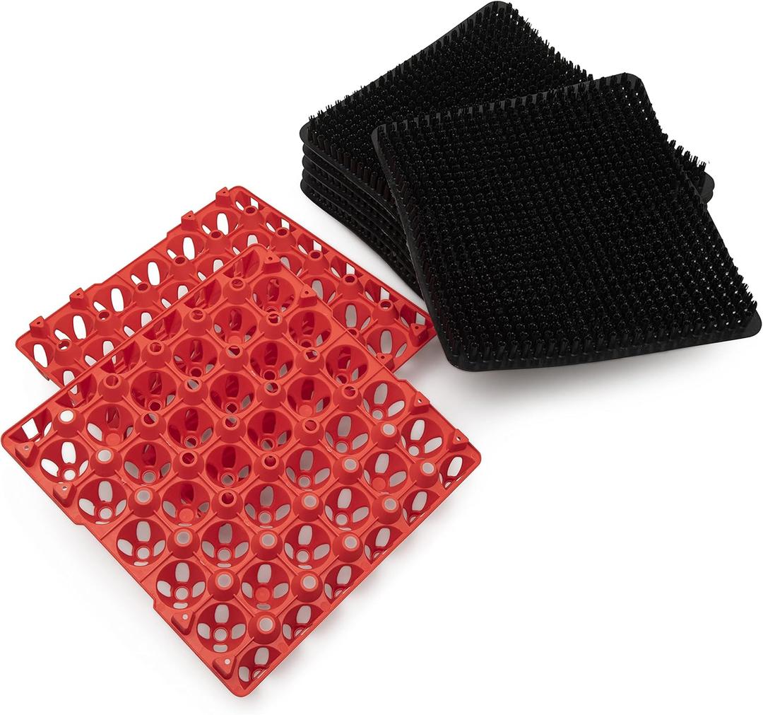 Chicken Nesting Pads 6 Pack - Washable Coop Accessories with 2 Bonus Egg Trays - Easy Clean Nesting Box Liner Pads for Farm and Backyard Laying Hens 13.6 x 11.5 Inches. Reusable Poultry Supplies