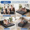 Erament Tri-Fold Futon Sofa Bed, 6 Inch Foldable Floor Couch, High-Density Foam Convertible Sleeper Sofa with Removable Washable Corduroy Cover, Portable Floor Mattress for Living Room, Queen