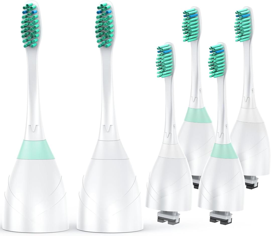 6 Pack Replacement Brush Heads for Philips Sonicare, Compatible with Sonicare E-Series Essence Advance Elite Xtreme CleanCare, Soft Bristles, Screw-on Toothbrush Head with Blue Indicator