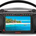 Aiwa Portable DVD Player, Crystal Clear Sound with Dual 3W Speakers and Bass Function, Featuring a 7" LCD Display, Bluetooth Connectivity, FM Radio, CD/DVD Playback