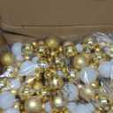6 FEET Christmas Ball Gold Garland Ornaments Shatterproof Xmas Hanging Balls Decorations for Home Indoor Outdoor Mantel Holiday Party Wedding Tree - White & Gold