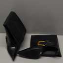 Fold Over Boots for Women, Heeled Knee High Leather Boots with 4-Inch Stiletto Heel, Wide Calf & Shark Boots for Casual and Evening Wear (9.5, Black)