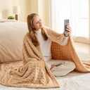 NEWCOSPLAY Super Soft Twin Blanket Brown Premium Silky Flannel Fleece 3D Waffle Checkered Lightweight Bed Blanket All Season Use (Brown, Twin(60"x80"))