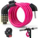 E Scooter Lock, Bike Combination Cable Locks Compatible with Xiaomi M365/Max/GXL/Ninebot/Segway/Motor/Bicycle Lock 4 ft Long/0.472In Scooter Anti-Theft Ideal 4 Digit/12 Steel Cable (Pink)