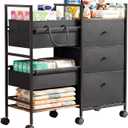 2-in-1 Baby Diaper Caddy Organizer and Storage-3 Tier Rolling Baby Cart with Dividers and Drawers, Baby Essentials for Nursery Storage, Mobile Utility Cart with Wheels Large Capacity Easy To Assemble