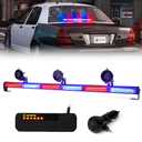 Xprite 35" COB LED Emergency Traffic Advisor Strobe Light Bar, w/Control Box Interior Windshield Safety Hazard Warning Flashing Cop Lightbars, for Police Volunteer Vehicles Trucks-Red Blue