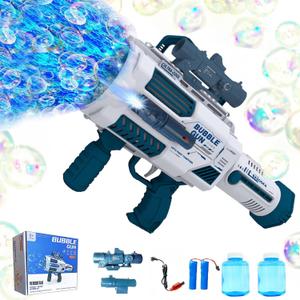 Automatic Gatling Bubble Gun,That Produces Thousands of Bubbles per Minute, Suitable for Children and Adults and Perfect for Indoor and Outdoor Birthday Parties for Girl Boy (Navy Blue)