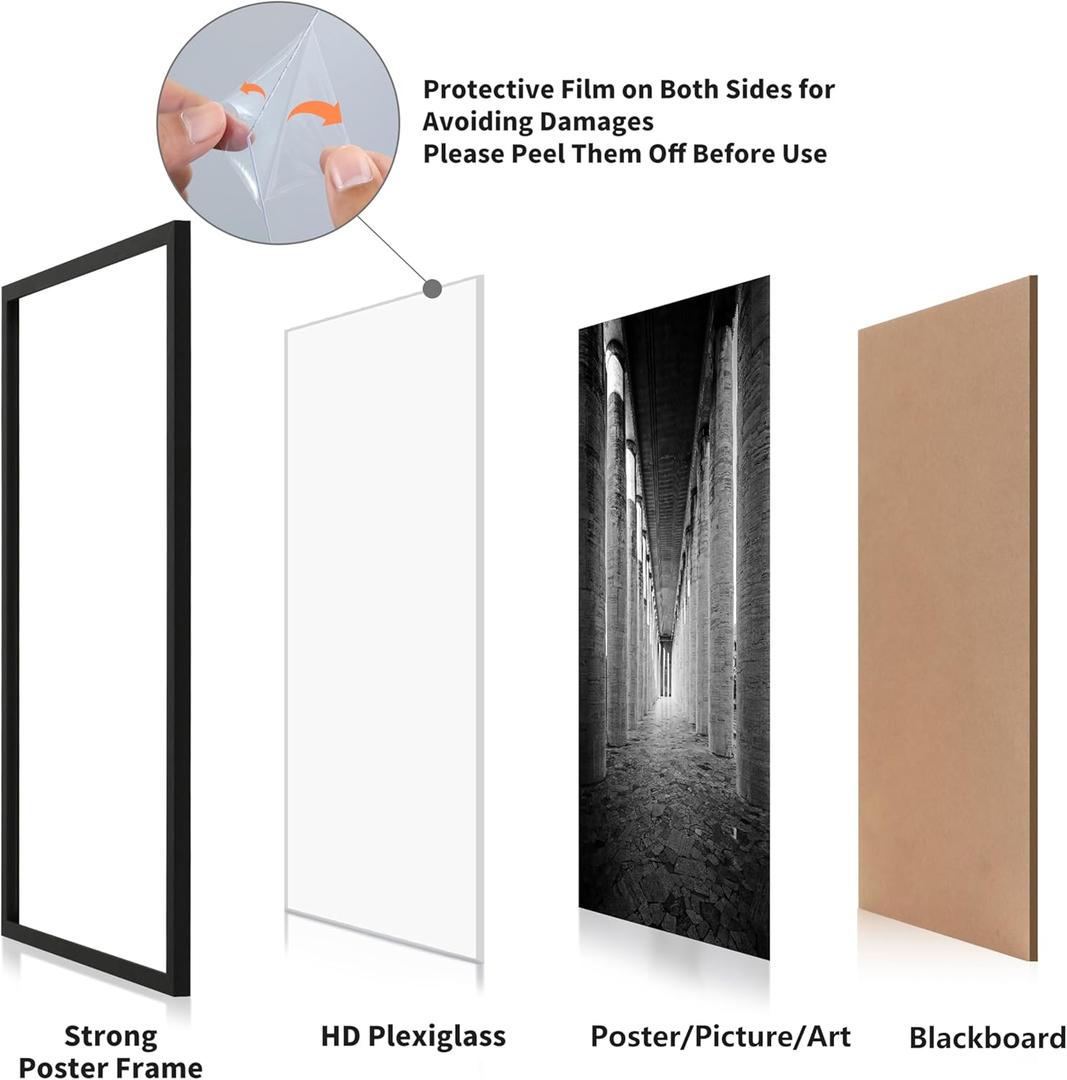 DOAI ART 24x36 Poster Frame Black 2 Pack, Poster Frames 24 x 36 inches or 24x36 Picture Frames with HD Plexiglass for Horizontal or Vertical Wall Mounting, Durable Scratch-proof Safe and Artistic DOAI ART 24x36 Poster Frame Black 2 Pack, Poster Frames 24 x 36 inches or 24x36 Picture Frames with HD Plexiglass for Horizontal or Vertical Wall Mounting, Durable Scratch-proof Safe and Artistic