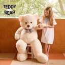 47 inch Big Giant Teddy Bear Stuffed Animals, White Cream Soft Plush Life Size Bear Toy All Ages Gift for Children/Girlfriend/Valentine's Day/Christmas/Birthday/Baby Shower/Wedding/Party Decorations