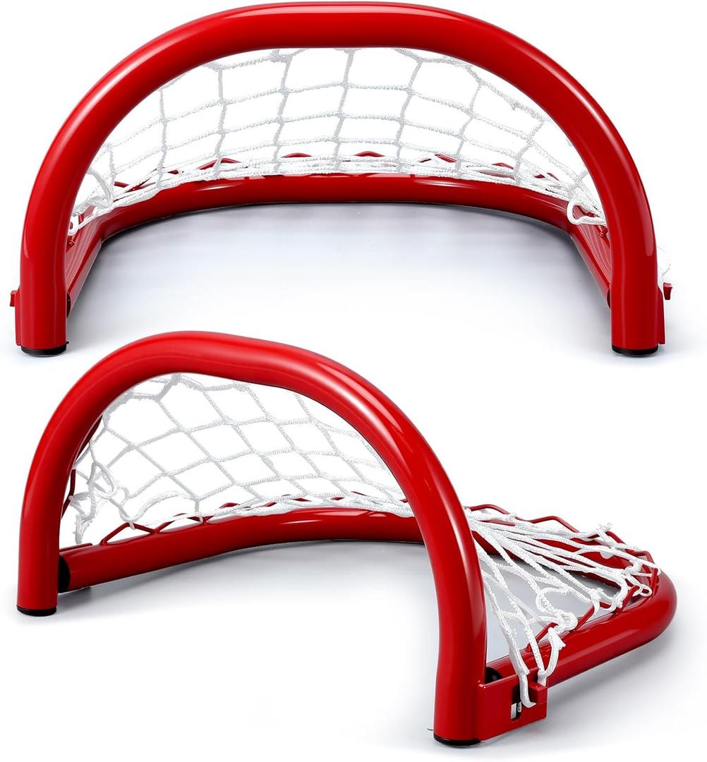 Soulchen 2 Pcs Mini Street Hockey Net Youth Indoor Outdoor Sport Steel Hockey Goal for Roller Street Portable Junior Goal Practice and Training