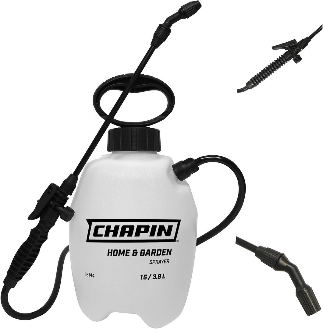 Chapin Pump Sprayer, 1Gallon, Deluxe, Lawn & Garden, Translucent Poly Tank, Ergonomic Handle, Adjustable Cone Nozzle & inTank Filter for Herbicides, Pesticides, Fertilizers & Cleaning Applications