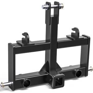 YITAMOTOR 3 Point Quick Hitch with 2" Receiver for Category 1, 3 Pt Tractor Trailer Hitch Attachments Drawbar Adapter with 2 Hay Spear Holes for CAT1 Tractors