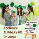 2 x St Patricks Day Decoration - Happy Saint Patricks Day Accessories Decor, Ceramic Irish Blessing Table Desk Sign, Green Lucky Shamrock Home Office Spring Tiered Tray Decor Centerpiece