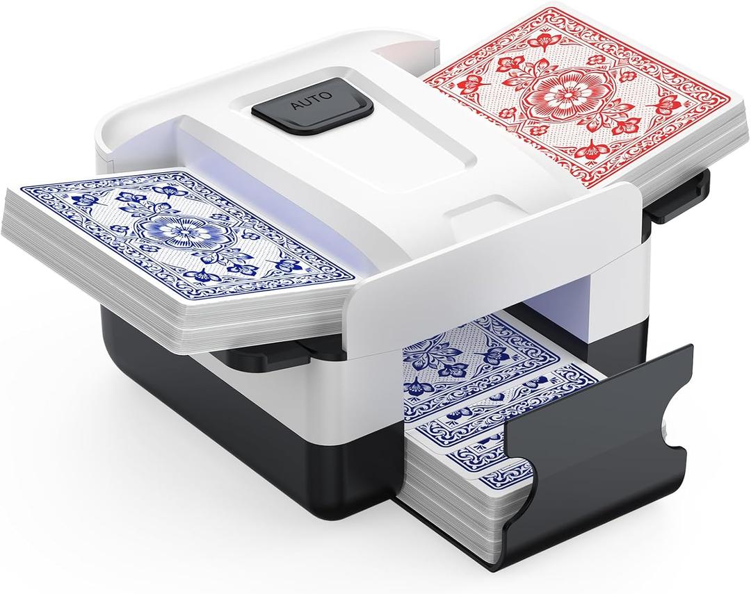 Automatic Card Shuffler, Electric Shuffling Machine for 1-2 Decks, Low Noise, Rechargeable & Portable Shuffler Machine for Poker, UNO, Blackjack