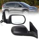 Lqito Right Passenger Side Door Mirror Compatible With 2012 2013 2014 2015 2016 Honda CRV CR-V With Manual Folding Power Glass Black Replace#76208-T0A-A11 (3Pins)