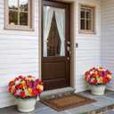 2 x 8 Bundles Artificial Camellia for Front Door Outside - Faux UV Resistant Real Looking Camellia Flowers Fake Silk Bouquets Plants for Garden Window Farmhouse Home Spring Summer Decor (Mixed Color)