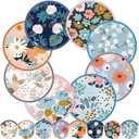 Gejoy 24 Pieces Morandi Style Foldable Fan Handheld Compact Cooling Fans Multi Role Round Fans for Outdoor Games for Women Man Daily Use Festival Wedding Party Favors Decorations Portable, 8 Style