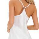 Fivali Women Silk Satin Pajamas Set: 2 Pcs Silk Pjs Cami Ruffle Shorts Set Sleepwear, S-XXL (White, XXL)