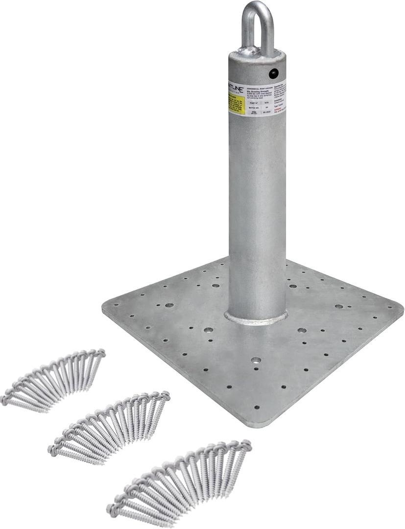 Frontline Fall Protection RO18 Commercial Roof Anchor 18"| OSHA & ANSI Compliant Galvanized Steel Roofing Anchor Point | Metal, Wood or Concrete Application (Post Height 18, Screw/Bolt on)