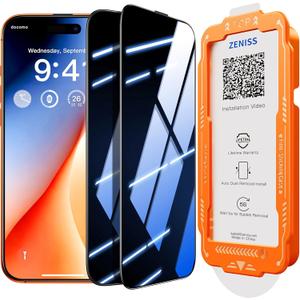 NeverBreak 9H+ Hardness for iPhone 17 Pro Max Privacy Screen Protector 12FT Military Grade Protection (Scratch, Shatter, Drop Resistance) Tempered Glass Full Coverage 6.9", 2 Pack with De-Bubble Card