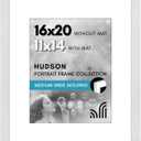 Americanflat 16x20 Picture Frame with Polished Plexiglass - Use as 11x14 Frame with Mat or Display 16x20 Photo Without Mat - Hudson Collection - Wide Picture Frames for Wall Display - White