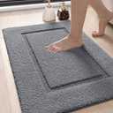 DEXI Bathroom Rugs 36x24, Washable Non Slip Bath Mat for Shower Floor, Absorbent Quick Dry Bathmat with Rubber Backing, Ultra Soft Plush Carpet for Tub, Grey