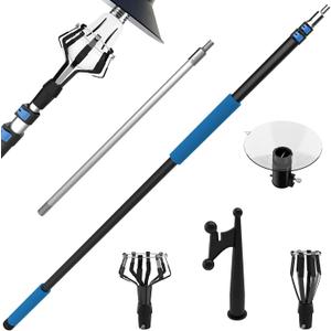20FT Reach Light Bulb Changer for High Ceilings, Light Bulb Changer Pole 5-15FT Tool, Bulb Remover & Utility Hook, Home Bulb Replacement, Universal Thread Fits Most Cleaning Attachments