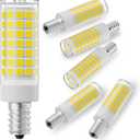 E12 Candelabra LED Light Bulbs 60W Equivalent, 6000K Daylight White, Dimmable LED Chandelier Bulb, 6W 600Lumens Ceiling Fan Bulb, T6 Tube Edison Candle Light Bulbs, Pack of 6