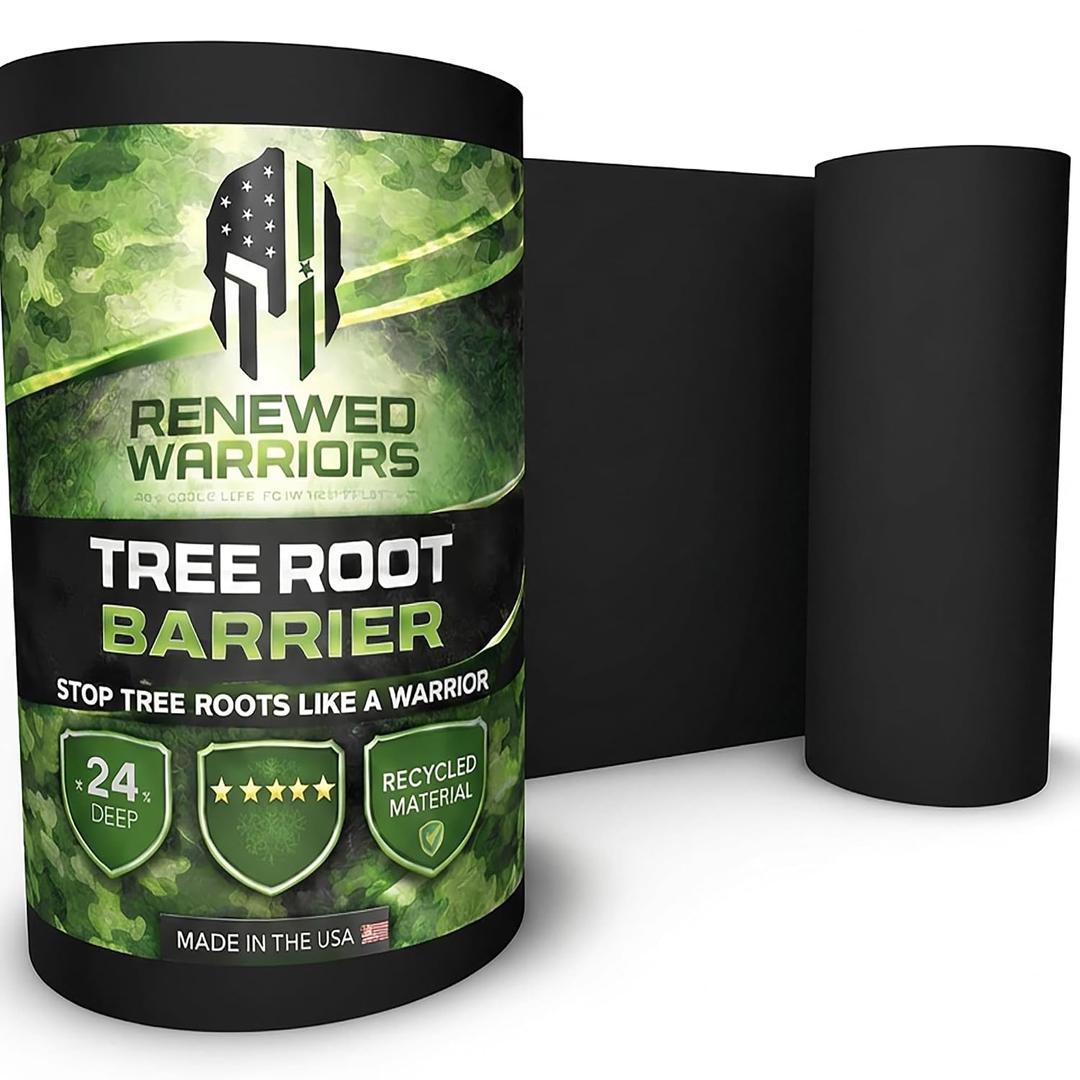 Tree Root Barrier Roll, HDPE Plastic Root Barrier Shield for Trees Aspens Invasive Roots, Puncture Resistant Easy Install Landscape Barrier for Yard Garden 24inx20Ft - 62.5mil
