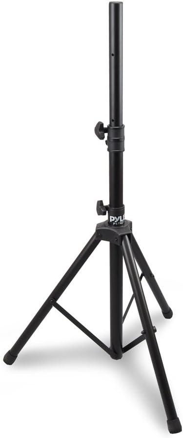 Pyle Tripod Speaker Stand, 33.9"x31.5"x58.0 Inch Adjustable Holder Mount, Durable Steel Design, Universal 35mm Compatibility, Safety Lock Pin, Foldable for Storage, Ideal for Large Speakers