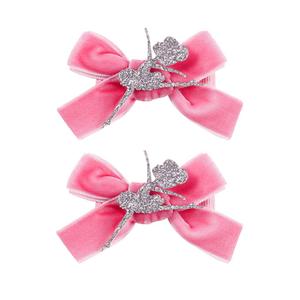 Ballet Dance Hair Clips Ballet Girls Hair Pin Girl Dance Hair Clips Hair Pin JBC37 (Silver Dance Girl-Pink Bow)