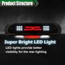 GRAND ORANGE LED 3rd Brake Light Compatible With Dodge Ram 2002 2003 2004 2005 2006 2007 2008 2009, Third Cargo High Mount Stop Lights,Smoky Lens Black Housing Type X