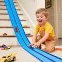 Flexible Race Track 15 Ft Starter Set, Flex Tracks for Kids 3+ with Strong Suction Cups, Flexible Car Race Ramp Track Compatible with Hot Wheels and Diecast 1/64 Cars, Portable Rolls Up Race Tracks