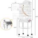 62-inch Metal Bird Cage: Spacious Bird Cage for Cockatiels, Parrots, Pigeons, Lovebirds, Features Roof Access and Rolling Stand, White