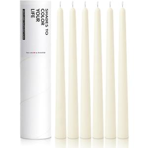 6 PK 10" Classic Taper Candles, Ivory, 7-8 Hours Long Burning, Unscented Tall Candlesticks