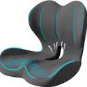 Seat Cushion for Office Chair and Car, Lumbar Support Pillow for Office Chair, Memory Foam Ergonomic Seat Cushion for Long Sitting, Back & Tailbone Pain, Sciatica - Dark Gray
