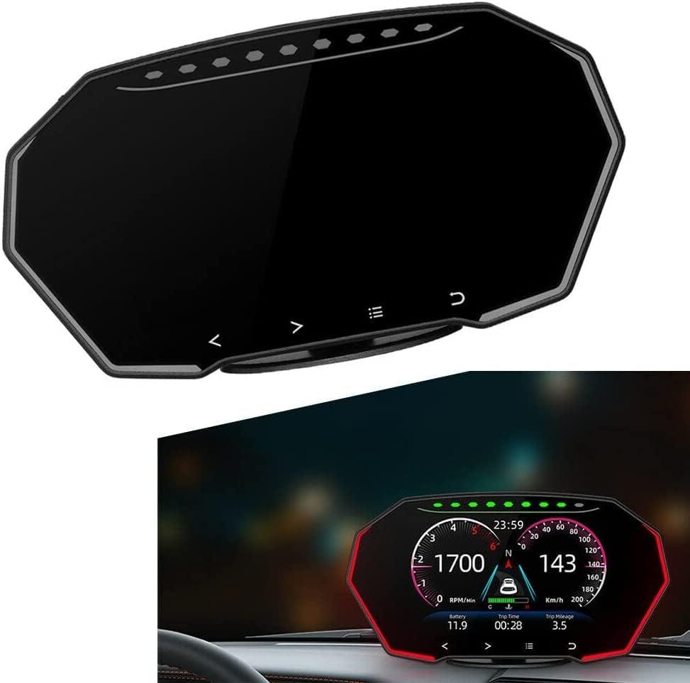 Heads Up Display for Cars, OBD2 Gauge Display GPS Speedometer for Car, Digital Speedometer HUD Display for Most Cars After 2008, Plug and Play (F11)