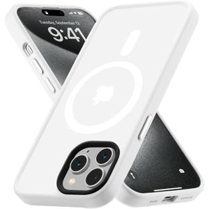 10 x Tigowos for iPhone 15 Pro Max case Fits MagSafe 10FT Drop Resistant Matte Skin Feeling Shockproof Back Cover Fits iPhone 15 Pro Max Phone Cases, White