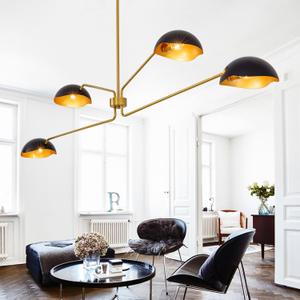 Modern Chandelier Large 55" Black and Gold Sputnik Chandeliers 4 Lights Mid Century Ceiling Pendant Light Fixture Luxury Metal for Dining Room Foyer Staircase, Dia 20.18 inches