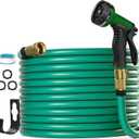 Garden Hose, Water Hose 50ft with 10 Function Spray Nozzle, Water Hose No Kink Leakproof Easy to Move & Store (Green)