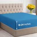 Extra Deep King Fitted Sheet - Hotel Luxury Single Fitted Sheet Only - Easily Fits 18 inch to 24 inch Mattress - Ultra Soft, Wrinkle & Fade Free w/Extra Deep Pockets - Breathable & Comfy - Denim Blue (20 - Denim Blue)