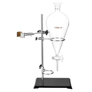 QWORK 1000ml Heavy Wall Conical Separating Funnel with 24/29 Fitting and PTFE Stopcock + Laboratory Distillation Support Rack for Titration Extraction