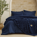Bedsure Gentlesoft™ 2-in-1 Queen Comforter Set and Detachable Fluffy Blanket, Navy Blue Bedding Set for All Season Use, Detachable Design for Space Saving (Includes 2 Pillow Shams, 2 Pillowcases)