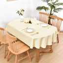 Wolkemer Large Oval Tablecloth 60 x 120 Inch Washable Fabric Table Cloth Solid Ivory Table Cover for Dining Wedding Party Banquet Tabletop Decoration