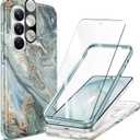 GVIEWIN for Samsung Galaxy S26 Case, [Compatible with MagSafe] [Screen & Camera Lens Cover], Marble Slim Shockproof Military-Grade Protection Women Phone Case for S26 6.3" (Ocean Tide/Green)