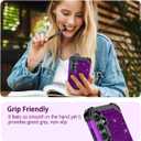 LONTECT for Galaxy A35 5G/A55 5G Case Glitter Sparkly Bling 3 in 1 Shockproof Heavy Duty Hybrid Sturdy High Impact Protective Cover Case 6.6 inch 2024,Shiny Purple/Black