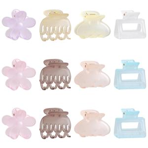Jelly Colorful Hair Clips for Women, 12PCS Small Hair Clips 4 Style 1.6 Inch Banana Claw Clips Non-Slip Cute Hair Accessories Ideal Gifts for Girls