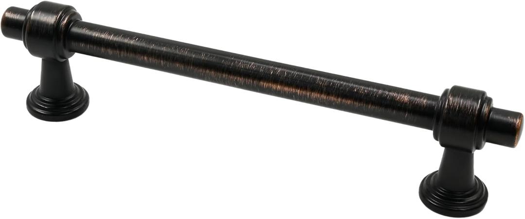 Alzassbg 10 Pack Oil Rubbed Bronze Cabinet Pulls, 5 Inch(128mm) Hole Centers Cabinet Handles Kitchen Hardware Straight Bar for Cabinets and Drawer AL3505ORB