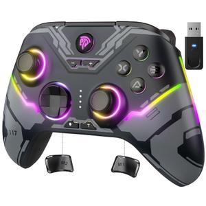 EasySMX X15 PC Controller - Enhanced Wireless Bluetooth Controller with Hall Joysticks/Hall Triggers/RGB Lighting - No Stick Drift, No Dead Zone - Work for Windows PC, Android, Steam and Switch (black)